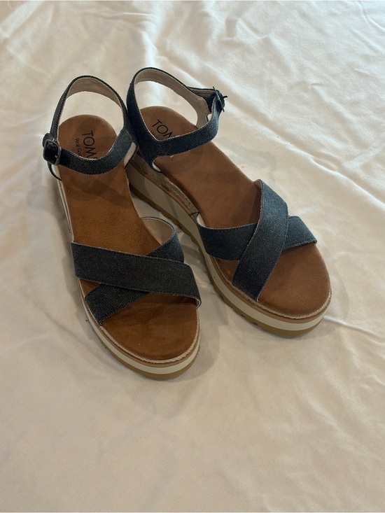 Toms Shoes - Toms Dark Blue Denim Crisscross Platform Sandals, W10